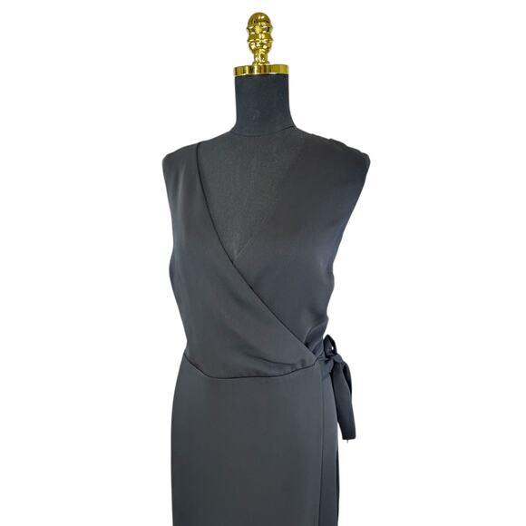 LOFT Black V-Neck Dress Size 16 | Crossover Chest | - Picture 3 of 8